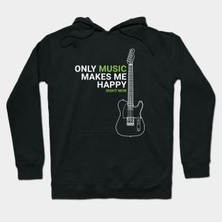 Only Music Makes Me Happy T-Style Electric Guitar Outline Hoodie